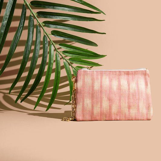 THE JULIE, Light pink pattern woven purse